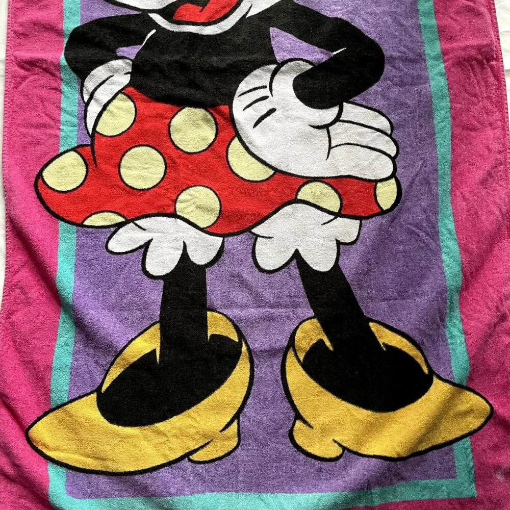 Disney Minnie Mouse J Franco Beach Bath Towel Vintage 80s 90s Retro u